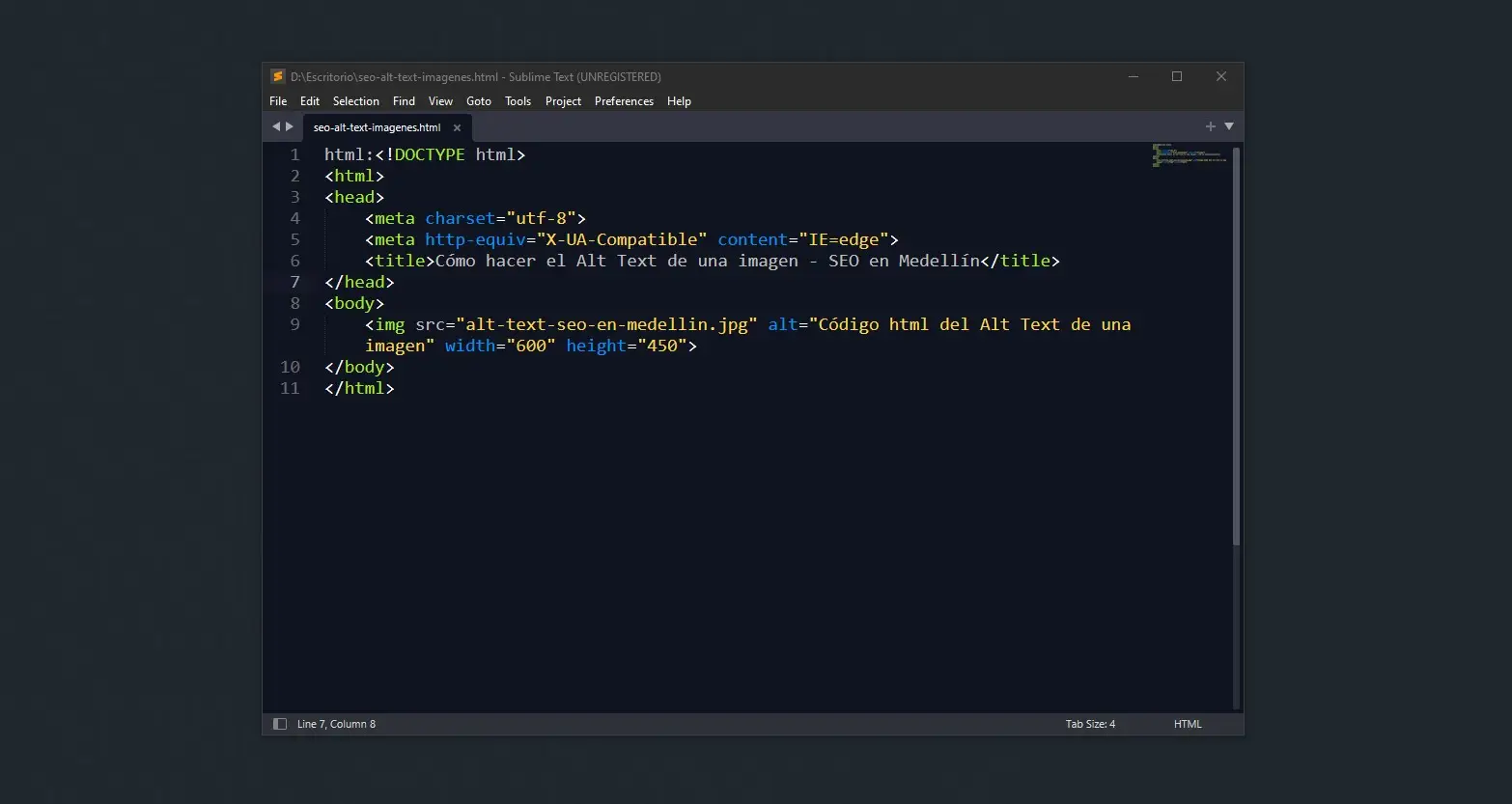 Código Alt Text en html